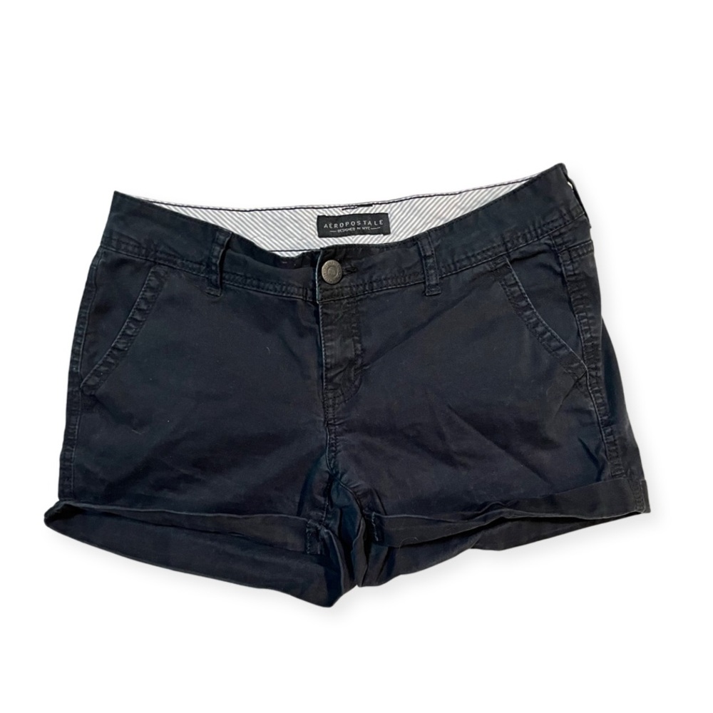 Black Midi Twill Shorts